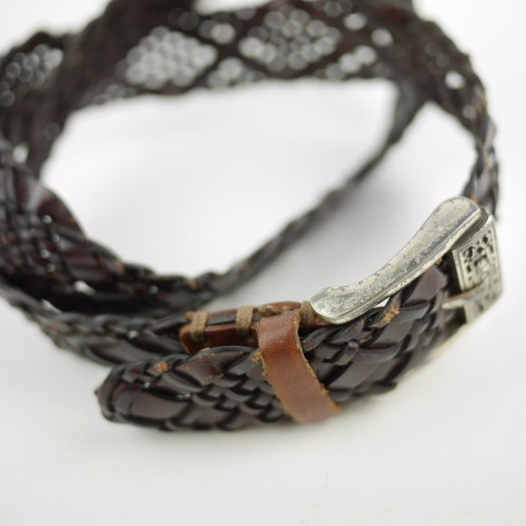 COLUMBIA Brown leather woven braided leather belt main image 4